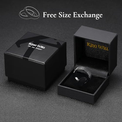 King Will 8mm Mens Hammered Tungsten Rings Matte Brushed Finish | Beveled Edge, Comfort Fit, Durable, Everyday Wear - color: Black