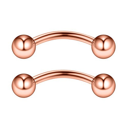 14G 12mm Surgical Steel Eyebrow Snake Eyes Tongue Navel Belly Ring Body Piercing Jewelry 2-6PCS - color: 14G 1/2" (12mm) Rose Gold -2PCS