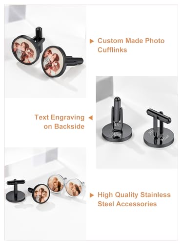 Custom4U Custom Photo Cufflinks for Men Father of the Bride Gifts - color: A-Photo-Black