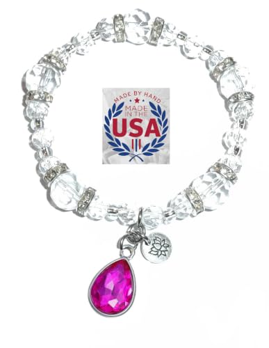 Hidden Hollow Beads Women's Crystal Stretch Charm Bracelet Handmade USA Inspirational Friendship Gift Jewelry for Her - style: Birthstone October