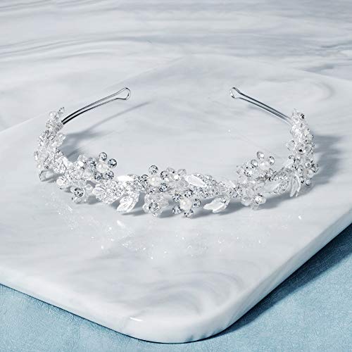 Oriamour Bridal headband Rhinestone Hair Band Bridal Headpieces for Bride Hair Jewelry Accessories (Silver) - color: Silver