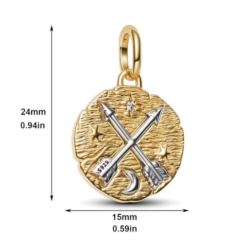 925 Sterling Silver Dangle Charm Fit Women Bracelet And Necklaces Jewelry | Medallion Pendants Beads Jewelry Charms for Women Fashion Gift Family Friends Mother's Day - color: Crossing Arrows Medallion Charm M1784