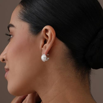 LeCalla 925 Sterling Silver Omega Back Stud Earrings for Women | Classic Pierced Omega Closure Earring | Earring Jewelry Gift for Her, Wife or Girlfriend | Daily Wear & Special Occasion Earring - color: Golf Ball
