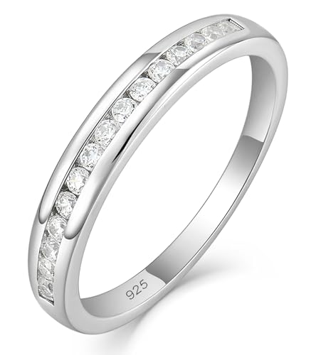 YL Stackable Rings 925 Sterling Silver Halo Birthstone Eternity Bands Jewelry for Women - color: 04-zirconia-Apr