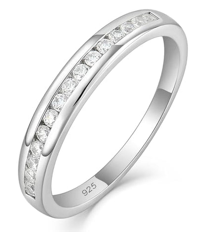 YL Stackable Rings 925 Sterling Silver Halo Birthstone Eternity Bands Jewelry for Women - color: 04-zirconia-Apr