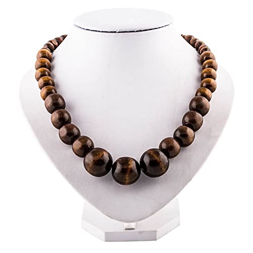 Wood Bead Necklace Africa Wooden Chain Statement Unisex Chunky Necklaces - color: 1 wood necklace+1 leaf neklace