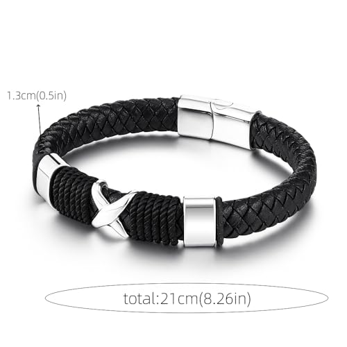 YGLINE Leather Wrap Bracelets for Women, Boho Multi-Layer Stone Beads Cuff Bracelet Jewelry - color: black