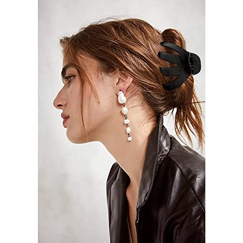 ATODEN Jumbo Octopus Hair Clips - 3.15" Matte Black Claw Clips for Long, Thick Hair (Pack of 5) - color: Black