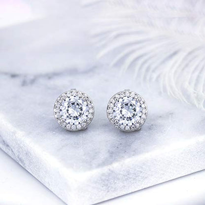 YOQUCOL 8MM Cubic Zirconia Crystal Clip On Stud Earrings Round Non Pierced Earrings for Women - color: White
