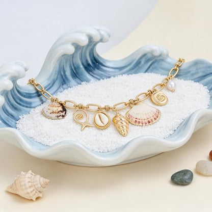 Shell Necklaces for Women Trend Boho Scarf Necklaces Ocean Mermaid Conch Seashell Necklace Summer Gold Fish Necklace Fashion Beach Jewelry - color: Gold sea shell necklace