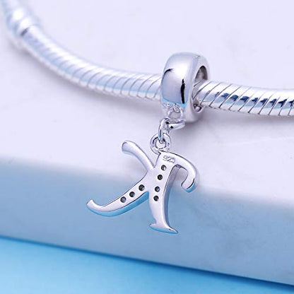 925 Sterling Silver Letter Charms Fits Pandora Bracelets, Gift for Women | A-Z Alphabet Initial Charm with CZ,Great gift for Christmas, Valentine's Day, Mother's Day. - color: K