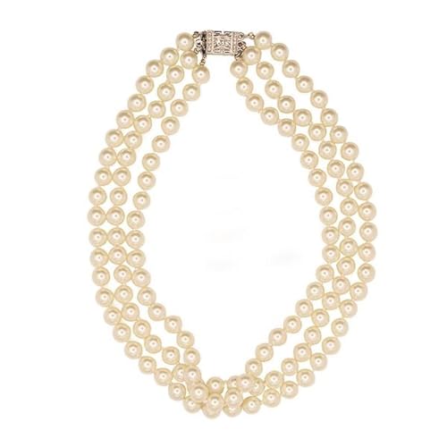 Kenneth Jay Lane Pearl Necklaces Worn By First Ladies - style: Jackie Kennedy (Deco Clasp)