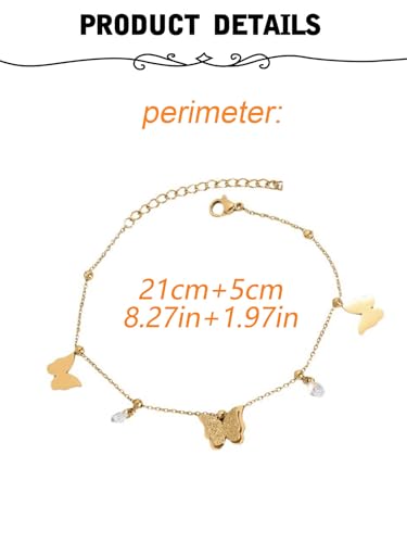 MODRSA Toe Rings for Women Toe Rings and Anklets for Women Toe Ring Adjustable Toe Rings Silver Rose Gold - color: F5-Anklet - butterfly gold