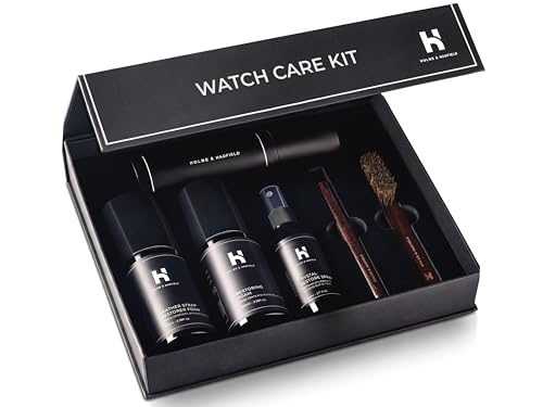 Holme & Hadfield Luxury Watch Cleaning Kit - Brushes, Cloths & Leather Care