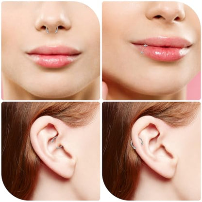 Yolev 24PCS 16G Variety of Sizes Horseshoe Rings Surgical Steel Nose Septum Horseshoe Hoop Earring Eyebrow Septum Rings Hoop Daith Earring Eyebrow Helix Vertical Lip Piercing Jewelry for Women Men