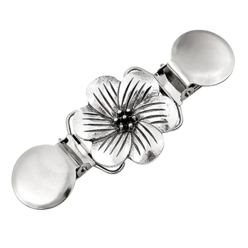 Vintage Alloy Cardigan Collar Clip with Alligator Clasps, Silver Clothes Accessory for Casual Outfit, Fashionable and Stylish Clothing Decoration