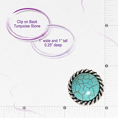 Spinningdaisy Clip On Earrings for Women | Non Pierced Earrings for Wedding - color: Turquoise Round
