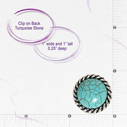 Spinningdaisy Clip On Earrings for Women | Non Pierced Earrings for Wedding - color: Turquoise Round
