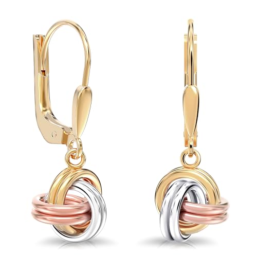 LeCalla 925 Sterling Silver Leverback Drop Earrings | Lightweight Italian Teardrop Dangle Earring for Women - color: Love-Knot Drop