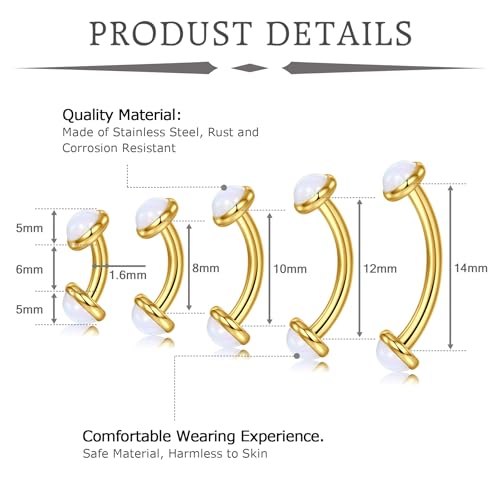VCMART 14g Belly Button Ring Belly Button Piercing Belly Rings Surgical Steel Belly Button Rings 6mm 8mm 10mm 12mm 14mm 16mm 18mm Short Long Bar Belly Piercing Jewelry for Women Silver - color: E2 -6/8/10/12/14MM