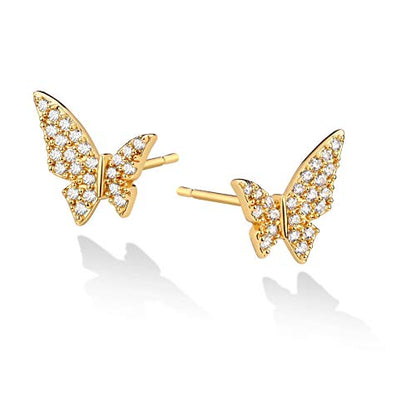 LOYATA Spike Earrings Gold Huggie Hoop Diamond Cubic Zirconia 14K Gold Plated Dainty Small Simple Hypoallergenic Geometric Jewelry Gift for Women - color: Butterfly