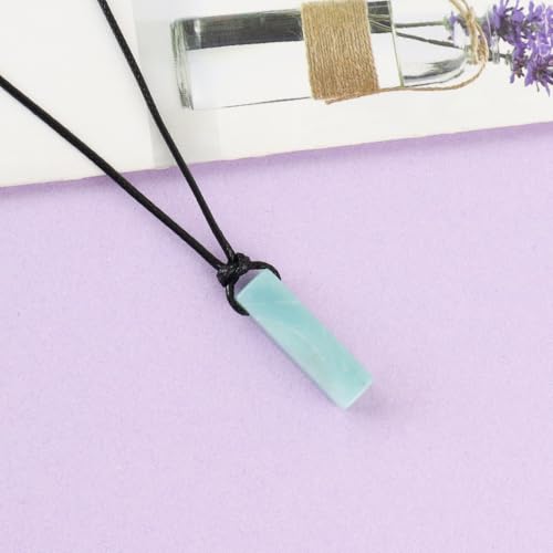 FANASY Natural Gemstone Pendant Necklace for Men Healing Crystal Pendant Adjustable Black Rope Necklace Jewelry Gifts for Women Men - color: Amazonite