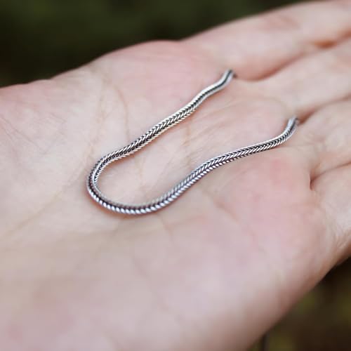 Solid 925 Sterling Silver Foxtail Chain Necklace, Width 1.5mm - Oxidized Non-Tarnish Unisex Snake Design Wheat Chain Necklace for Men Women 17.7" 19.7" 21.6" 23.6" Inch - Handmade - style: 25.6" - 65 cm