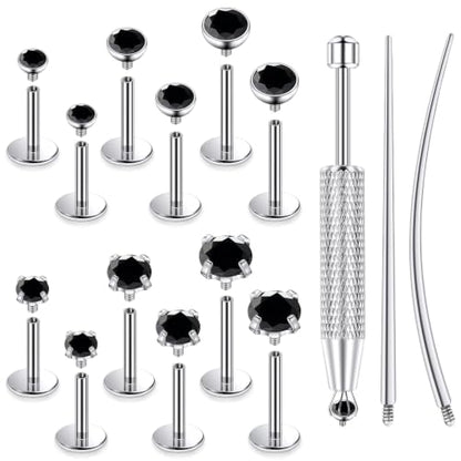 F136 Titanium 20/18/16g Flatback Earrings Nose Lip Rings Jewelry - color: Black, size: 18g