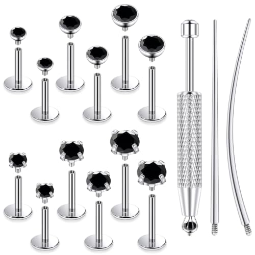 F136 Titanium 20/18/16g Flatback Earrings Nose Lip Rings Jewelry - color: Black, size: 18g