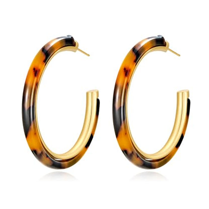 14K Gold Plated Chunky Hoop Earrings for Women Vintage Leopard Print Hoops Large Round Hoop Earrings Jewelry - style: Hoop E