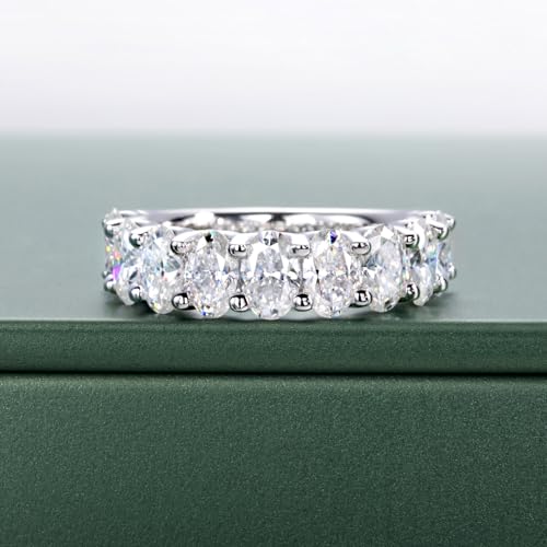 Moissanite Eternity Rings, S925 Sterling Silver Anniversary Band for Women - style: 4.5 CT Exquisite Fancy-Cut