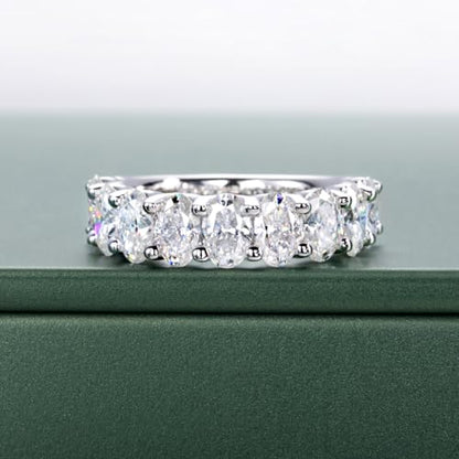 Moissanite Eternity Rings, S925 Sterling Silver Anniversary Band for Women - style: 4.5 CT Exquisite Fancy-Cut