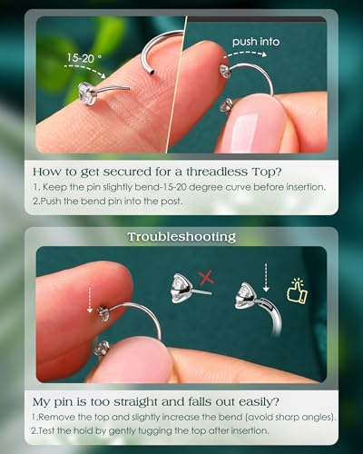 2PCS 16G Horseshoe Septum Rings Surgical Steel Helix Tragus Hoop Earring, Threadless Helix Cartilage Conch Piercing Jewelry For Women Men, 8mm 10mm 12mm Push Pin Lip Labret Rings - size: 12mm-2pcs