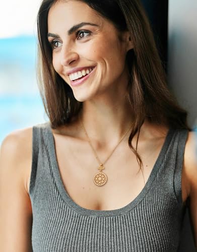 Aobei Pearl 18K Gold Plated Pendant Necklace for Women Dainty Gold Chain Choker Love Heart Disc Coin Pearl Cross Toggle Jewelry - style: Mandala
