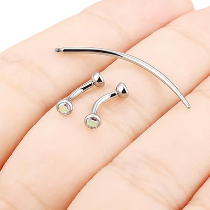 F136 Titanium 16g 6/8/10mm Eyebrow/Rook/Snug/Vertical-Labret/VCH/Snake-Eyes/Anti-Tragus/Christina/Daith/Belly-Button/Bridge/Hood/Surface Curved Barbell Piercing Jewelry for Women Men - color: AB, size: 6 mm (1/4 in)