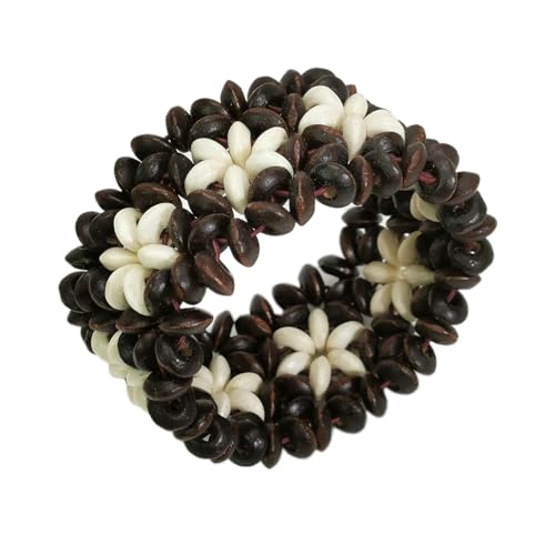 Multi-Colored Wooden Beads Stretch Bracelet Wide Chunky Bangle Bohemian Jewelry Wood Elastic Wristband for Women - color: Brown