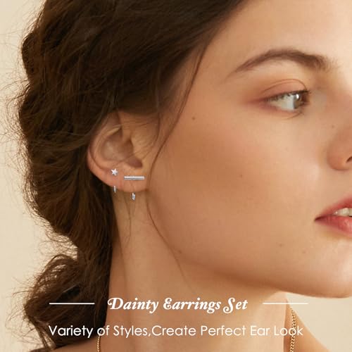 8 Pairs Stainless Steel Half Hoop Earrings | Huggie Hoop Earrings | Backless Earring for Women - color: Silver