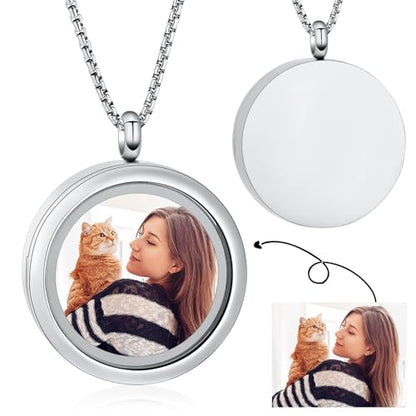 Oinsi Cremation Locket Necklace For Ashes Of Loved One Carry Photo Glass Memorial Urn Jewelry 316L Stainless Steel Keepsake Gifts - color: A-Customize-Text