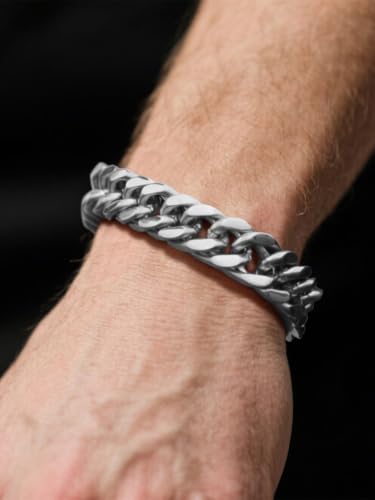 Supcare Unique Anniversary Birthday Valentines Fathers Day Stainless Steel Cuban Link Bracelets for Men Him, To My Man Dad Husband Love Always Remember Wrist Chain Bracelet Jewelry Gifts - color: A-Steel 02 To My Man, size: 9.0 Inches-12mm Width