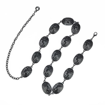 ILuvatar Western Metal Concho Belt for Women Cowgirl Waist Chain for Women Dress Pants Adjustable - color: Black-t31