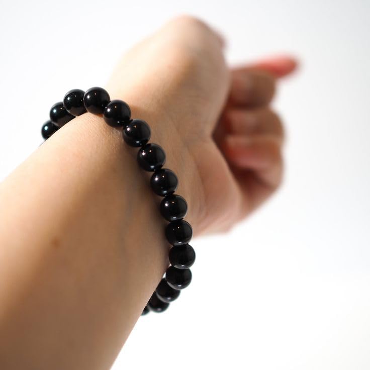 Carnelian Bracelet - Stone of Luck,Stretch Natural Stone Crystal Beads Jewelry Gifts for Women Men Unisex - color: Black Tourmaline-Super Protection, size: 8mm