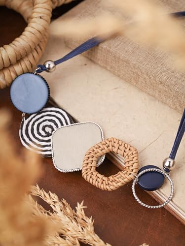 MINACHI Handmade Braided Necklace for Women, Wooden Beads, Rattan Charm, Vintage Style, Gift Jewelry - style: Necklace R21-032