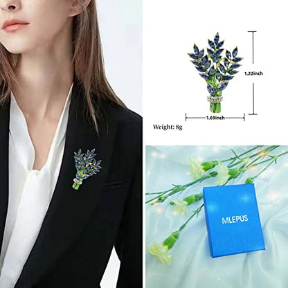 Lavender flower brooch crystal rhinestone tulip brooch elegant accessories jewelry women brooches and pins fashion jewelry wedding flowers lapel pin - color: Blue lavender flower