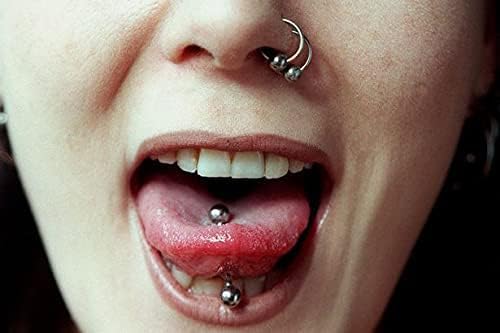 VCMART 12mm-18mm 14G Tongue Rings Nipple Straight Barbells Surgical Steel Body Piercing Jewelry - style: Style D -6pcs, silver