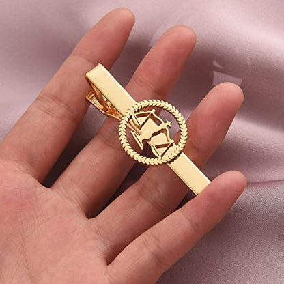 TINGKU Attorney Lawyer Cufflinks and Tie Clip for Men Gifts Scales of Justice Cuff links Tie Clasp Father in Law Enforcement Suit Shirt Jewelry - style: Tie Clip Gold