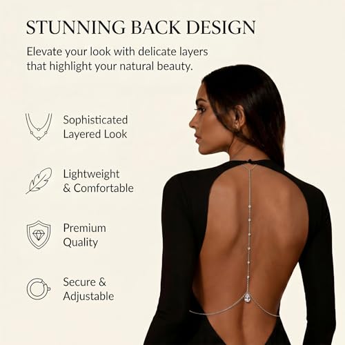 Back Necklace with Rhinestone Pearl Pendant Back Body Chain for Backless Dress Bridal Wedding Backdrop Necklace Crystal Simple Waist Body Jewelry for Women - color: A4:back chain