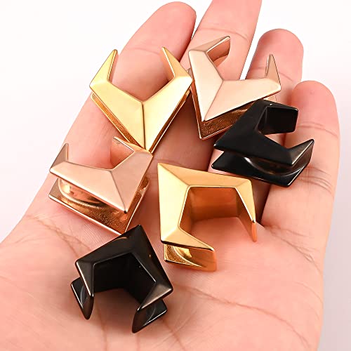DOEARKO 2PCS Ear Gauges Cool Rhombus Saddle Ear Plugs Body Piercing Tunnels 316 Stainless Steel Hypoallergenic Earrings Plugs for Ears Expander Body Jewelry - color: Black, size: 10mm(00G)