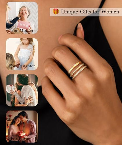 KAERUN Stackable Gold Rings for Women Non Tarnish Dainty 14K Gold Plated Stacking Rings Cubic Zirconia Thumb Ring Set Trendy Statement Wedding Bands Promise Engagement Rings for Women Size 6-10 - style: stack-A