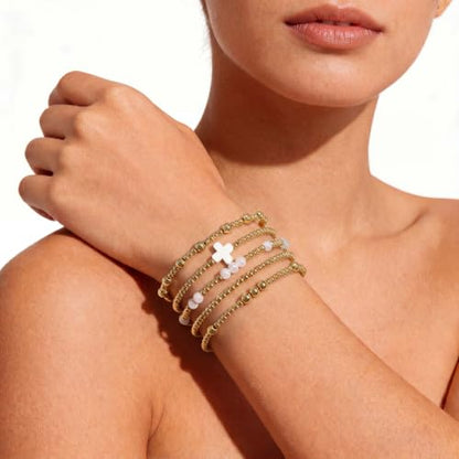 Dainty Gold Plated Pearl Crystal Beaded Bracelets Set for Women 14K Gold Plated Bead Pearl Beads Bracelet Stackable Paperclip Link Chain Bracelets Gold Plated Bracelets for Women Trendy Jewelry - color: Style4-gold bracelets set1