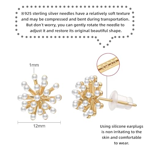 Pearl and Rhinestone Stud Earrings for Women Retro Statement Earrings Wedding Party Prom Jewelry - color: Cluster Pearl-Gold